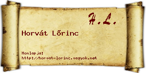 Horvát Lőrinc névjegykártya